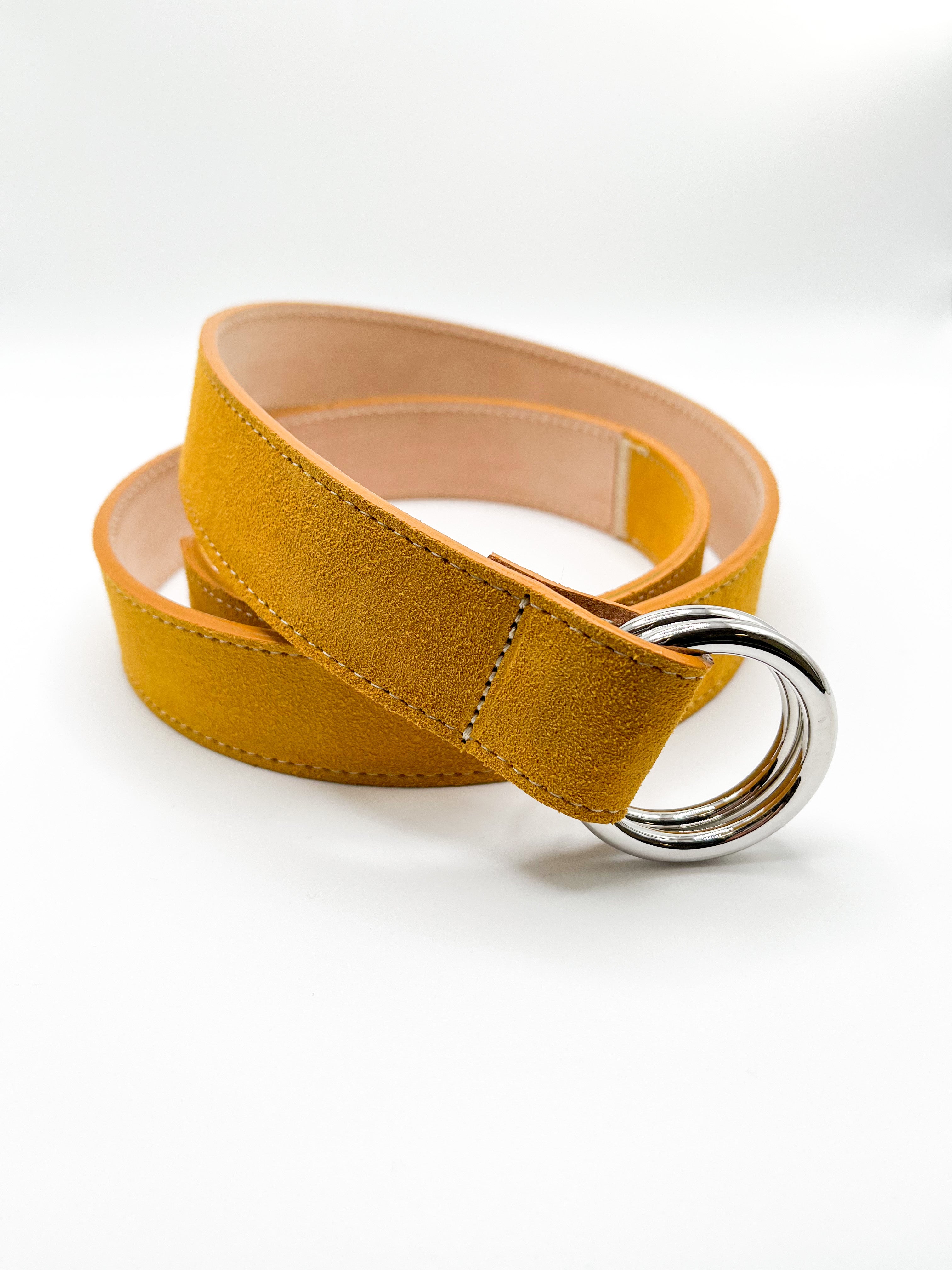 The Oxford Shop O-Ring Suede Belt In Snuff