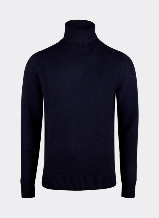 Stenströms Navy Yak/Merino Wool Roll Neck