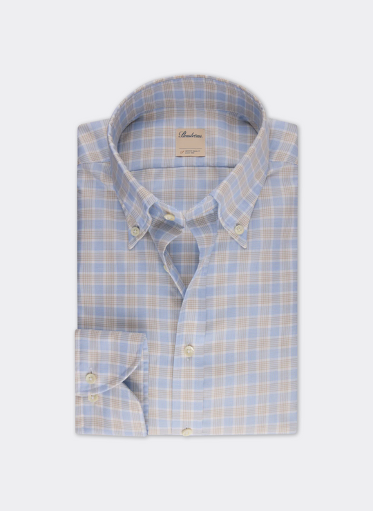 Stenströms Light beige Checked Oxford Shirt