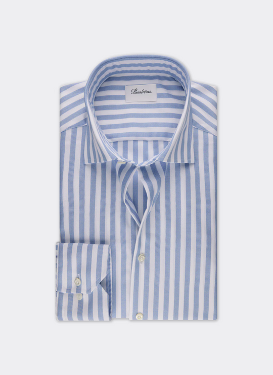 Stenströms Light Blue Striped Twill Shirt