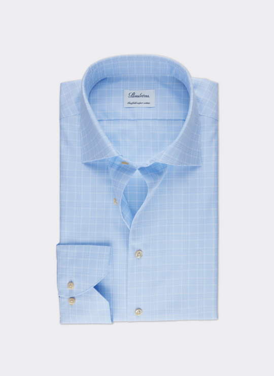 Stenströms Light blue Checked Twill Shirt