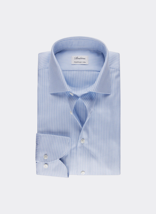 Stenströms Blue Patterned Twill Shirt