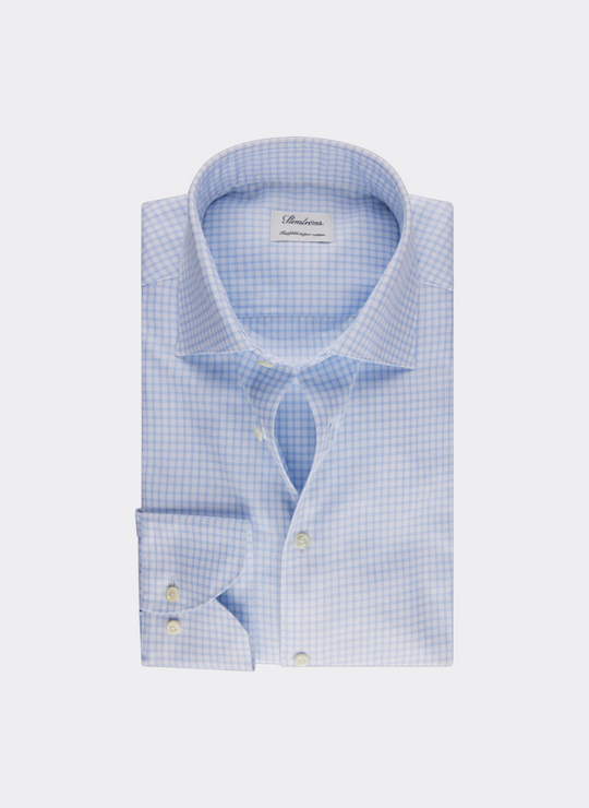 Stenströms Blue Checked Twill Shirt