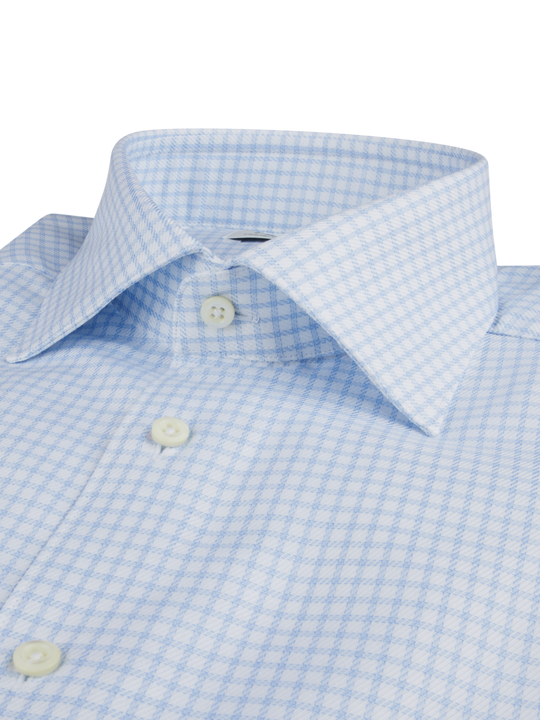 Stenströms Blue Checked Twill Shirt