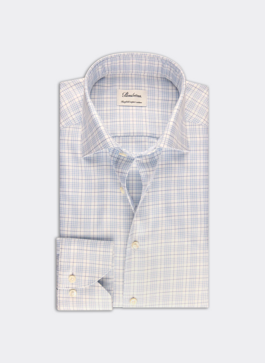 Stenströms Blue Checked Twill Shirt