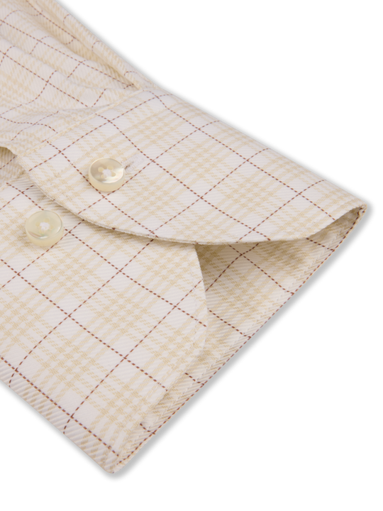 Stenströms Light Beige Checked Twill Shirt