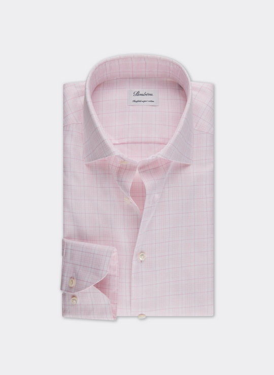 Stenströms Light Pink Checked Twill Shirt