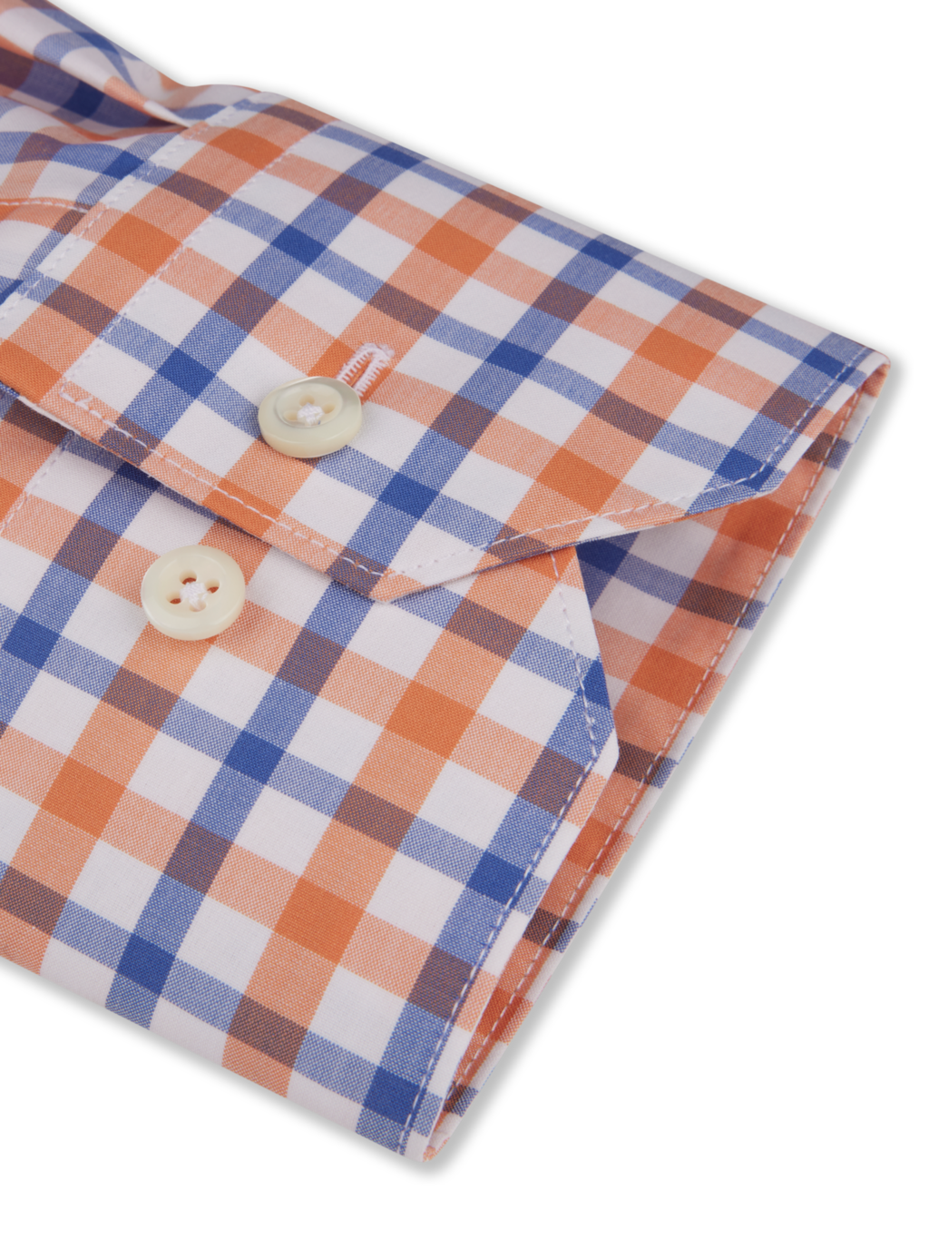 Stenströms Orange Checked Poplin Shirt