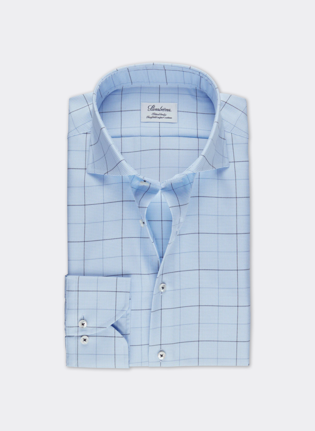 Stenströms Light Blue Checked Twill Shirt