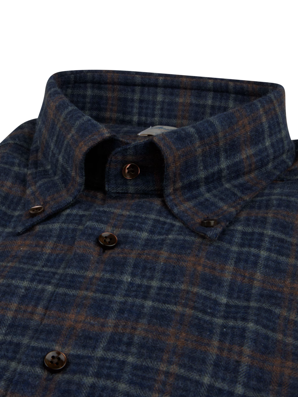 Stenströms Navy Checked Flannel Shirt