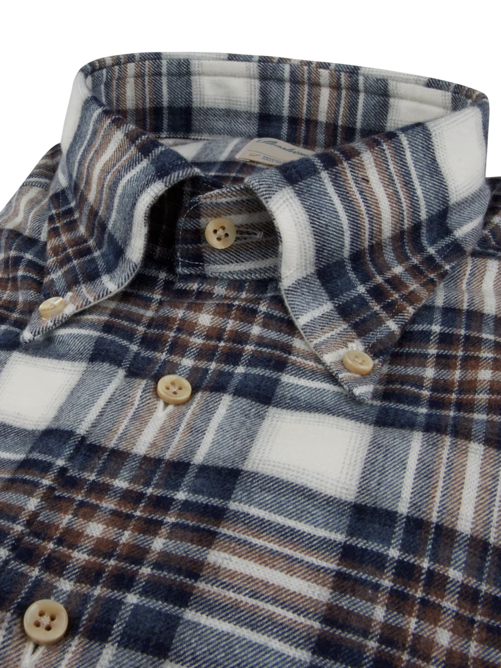 Stenströms Navy Checked Flannel Shirt