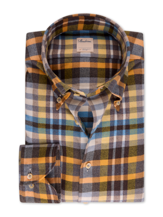 Stenströms Dark yellow Checked Flannel Shirt