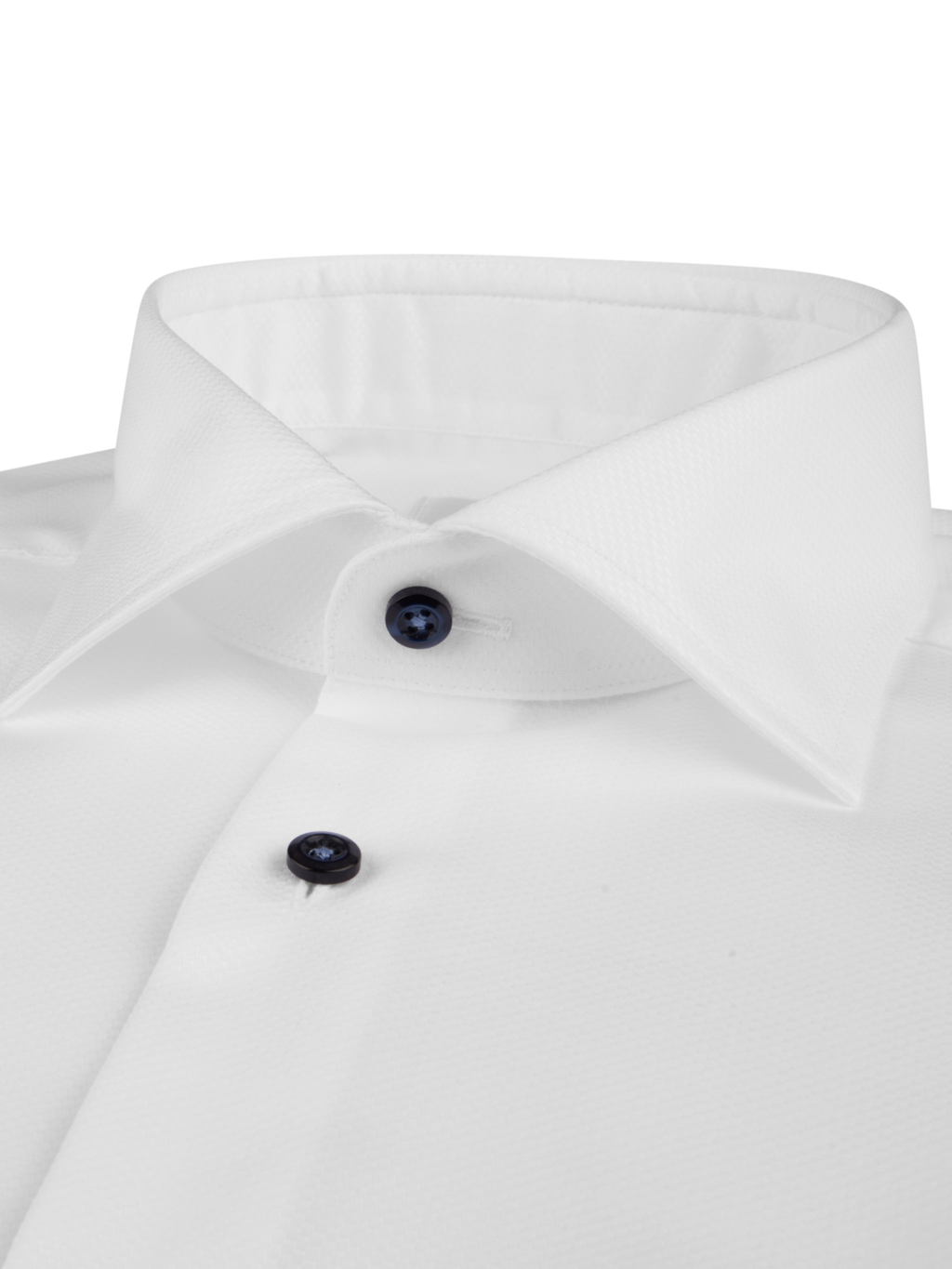 Stenströms White Twill Shirt With Navy Buttons