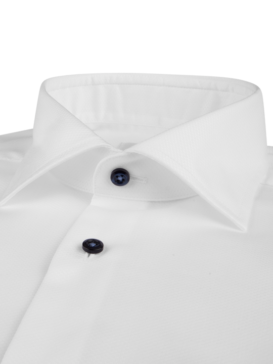 Stenströms White Twill Shirt With Navy Buttons