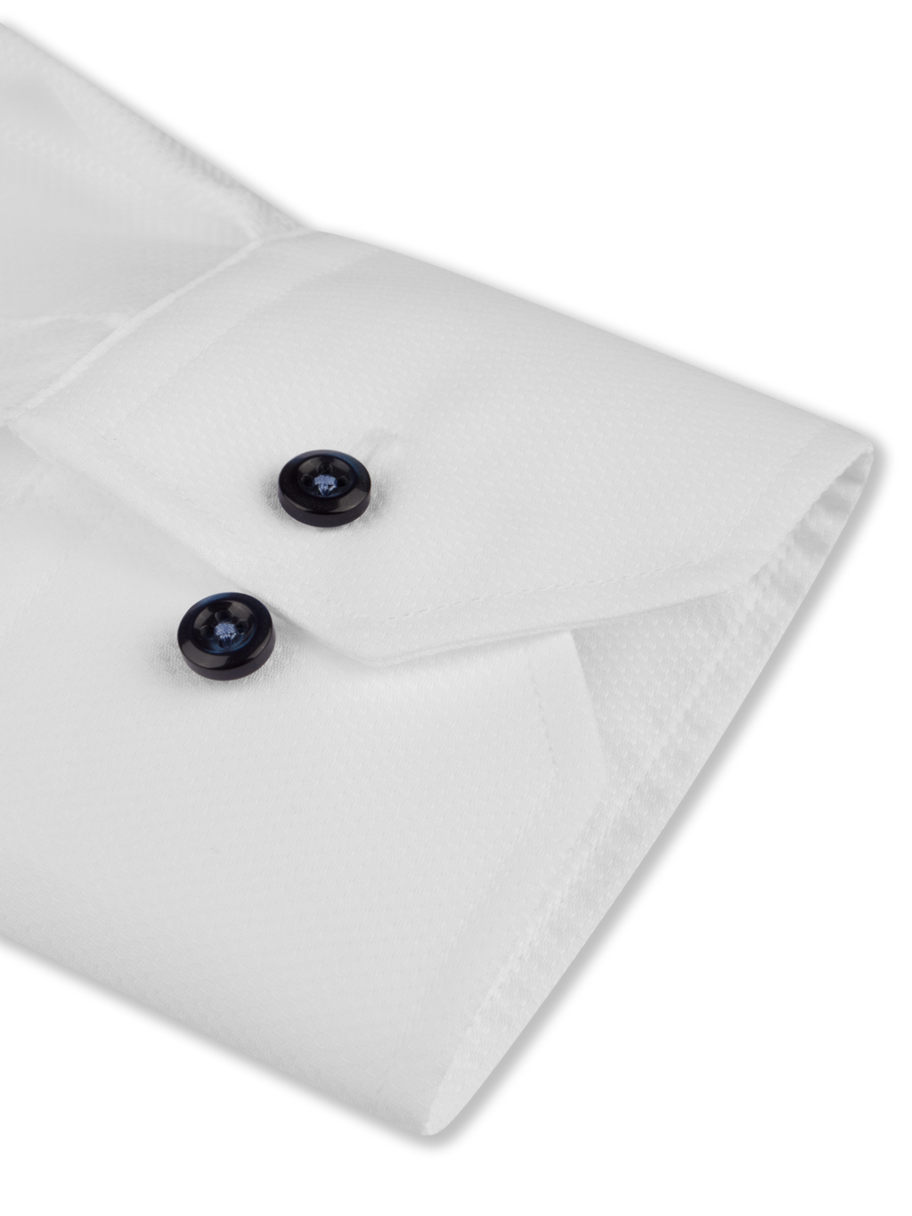 Stenströms White Twill Shirt With Navy Buttons