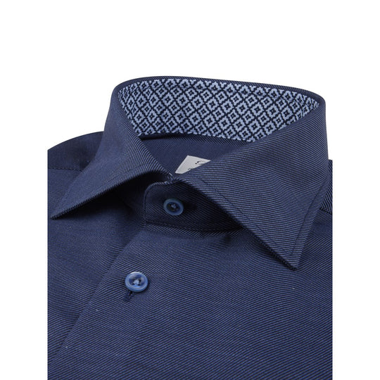 Stenströms Navy Contrast Twill Shirt