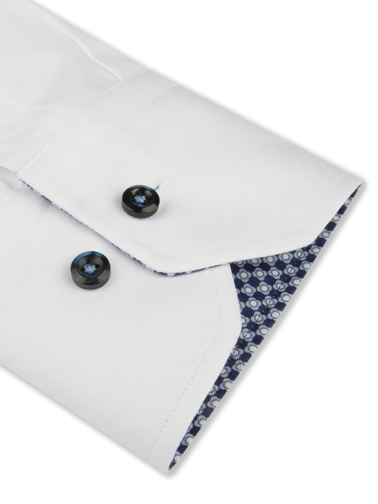 Stenströms White Contrast Twill Shirt