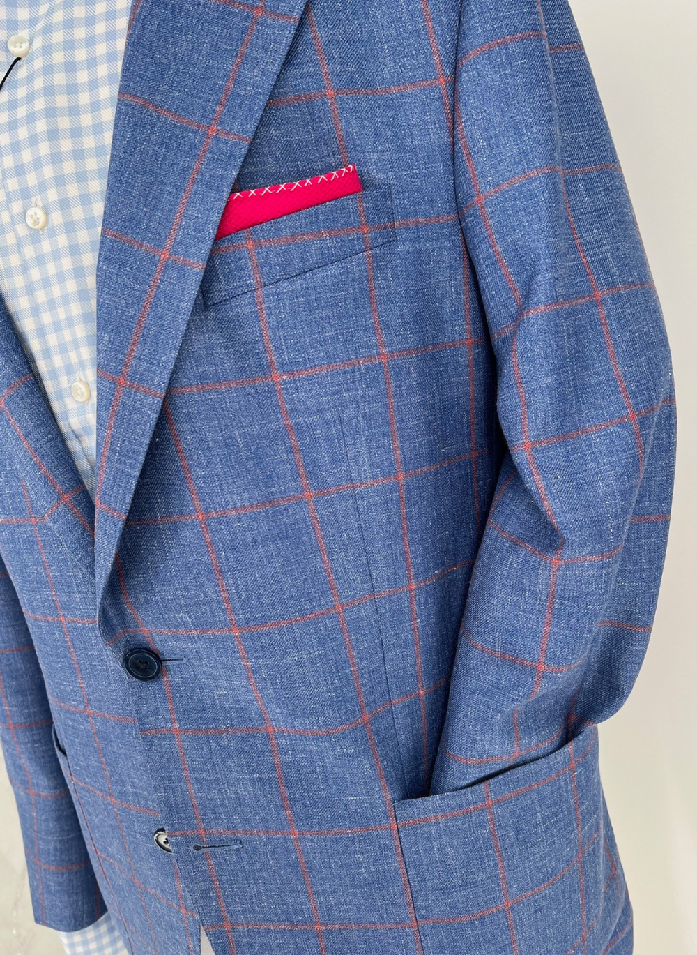 The Oxford Shop Blue & Pink Windowpane Soft Jacket