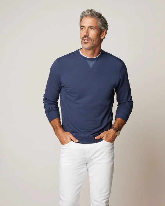 Johnnie-O Corbet French Terry Crewneck Sweatshirt in Navy