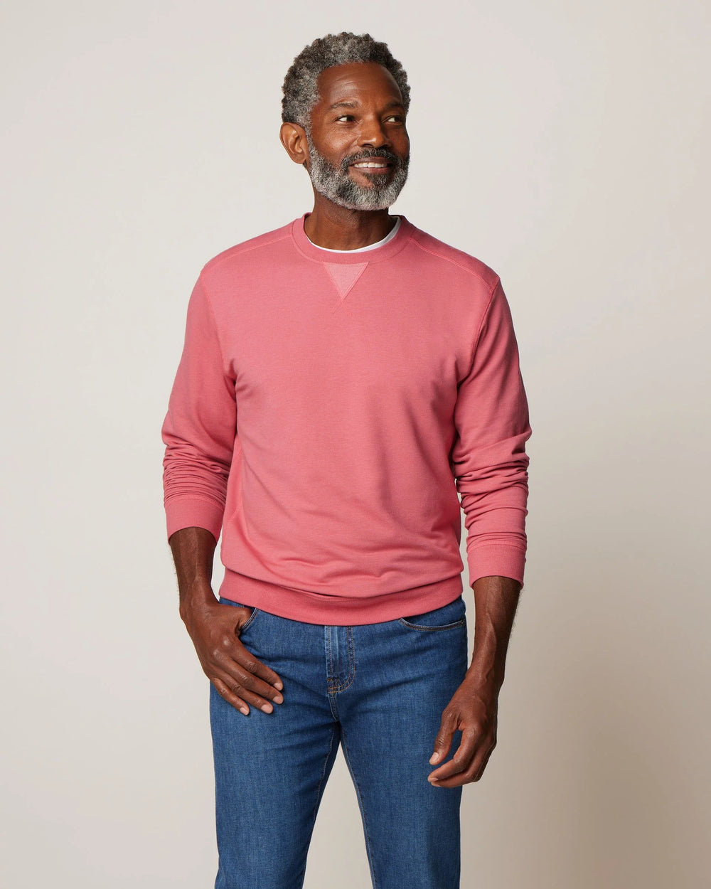 Johnnie-O Corbet French Terry Crewneck Sweatshirt in Raspberry