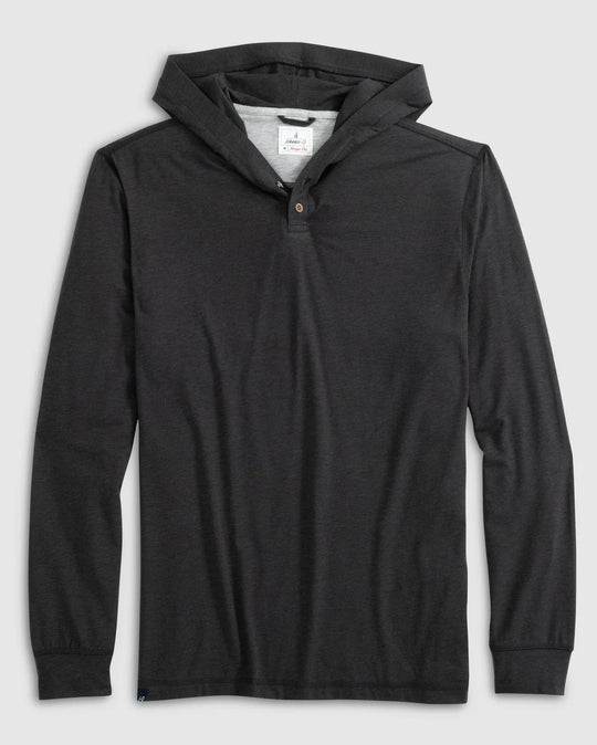 Johnnie-O Woodley Cotton T-Shirt Hoodie In Heathered Black