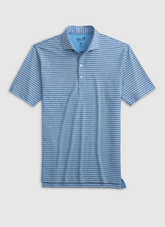 Johnnie-O Reese Stripe Performance Jersey Polo in Malibu