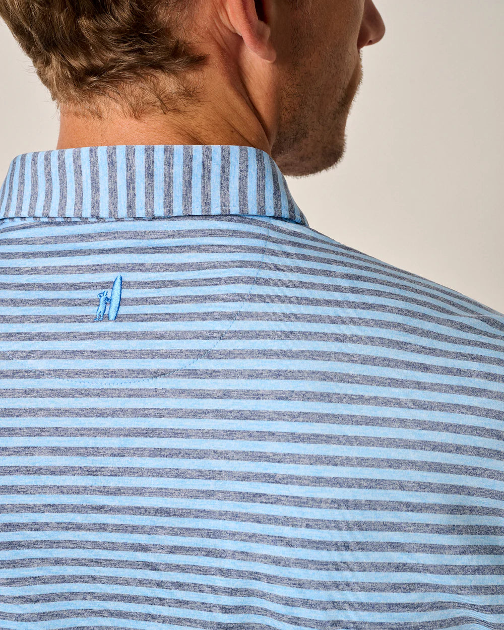 Johnnie-O Reese Stripe Performance Jersey Polo in Malibu