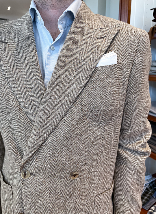 Luciano Barbera Tan Double Breasted Soft Jacket