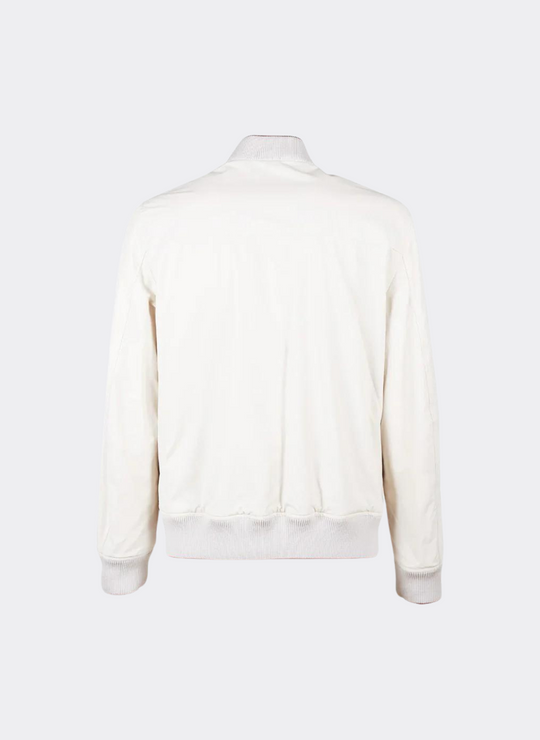 Luciano Barbera White Corduroy Bomber Jacket