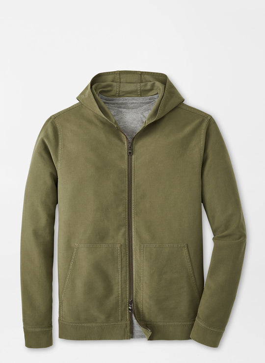 Peter Millar Coastline Full-Zip Hoodie In Sage