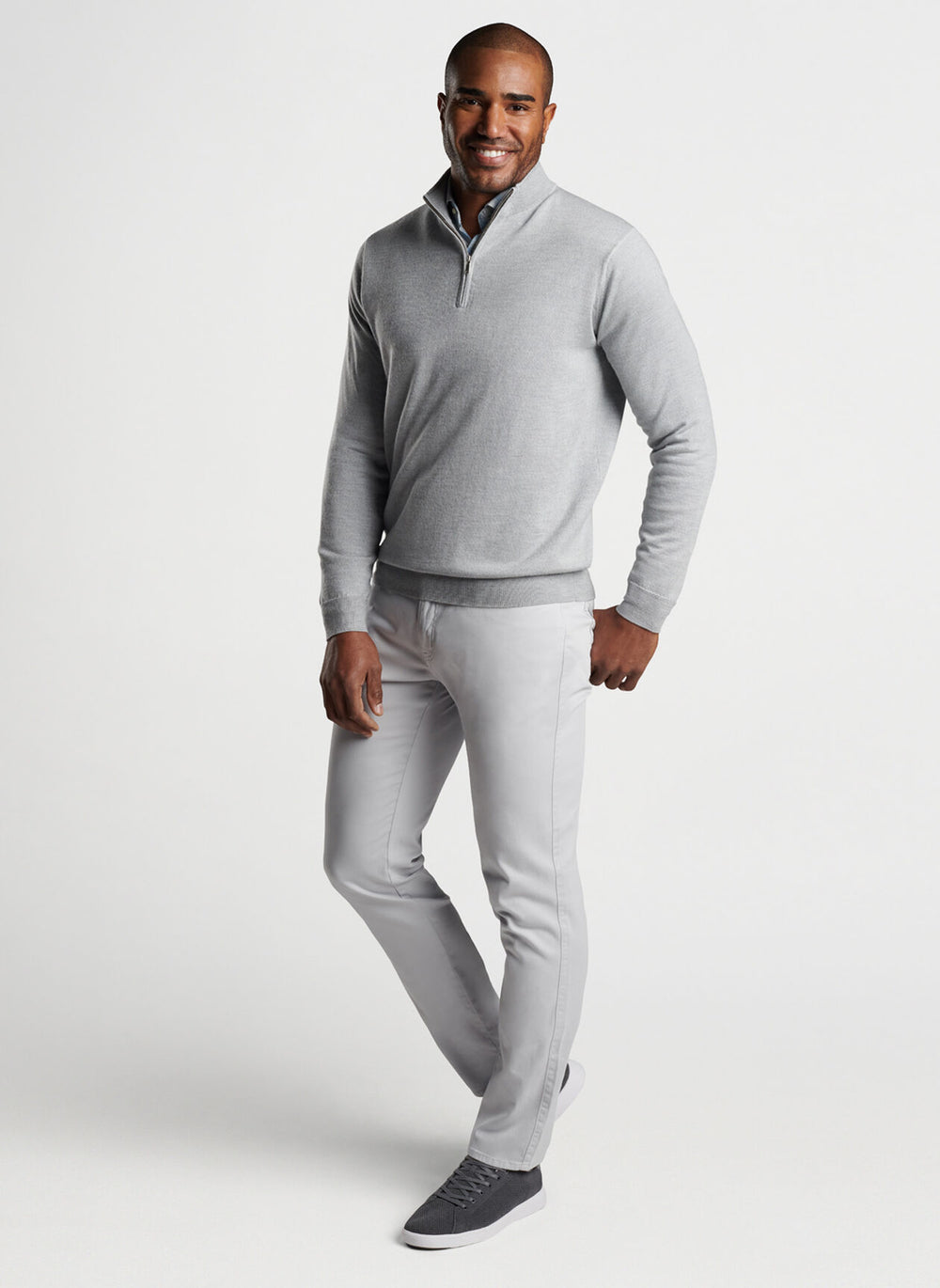 Peter Millar Autumn Crest Quarter-Zip In Platinum