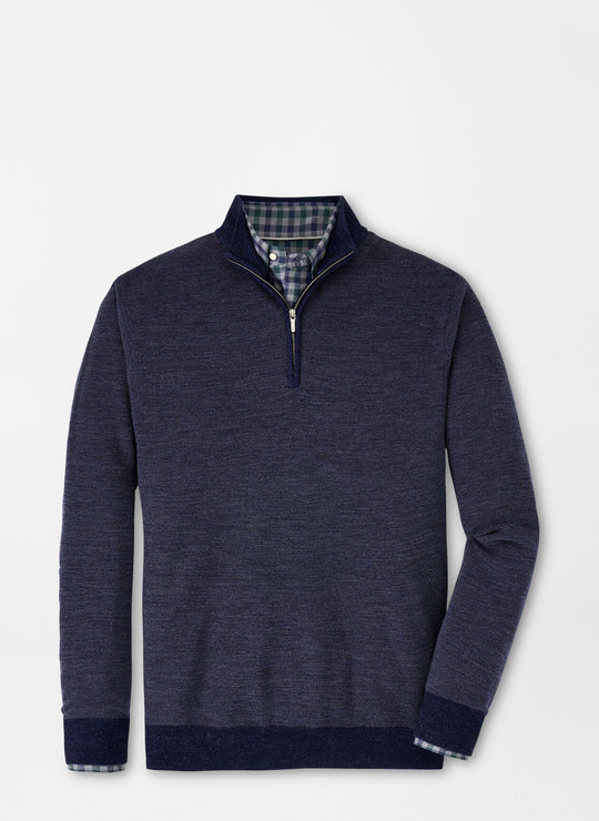 Peter Millar Breaker Birdseye Quarter-Zip In Navy