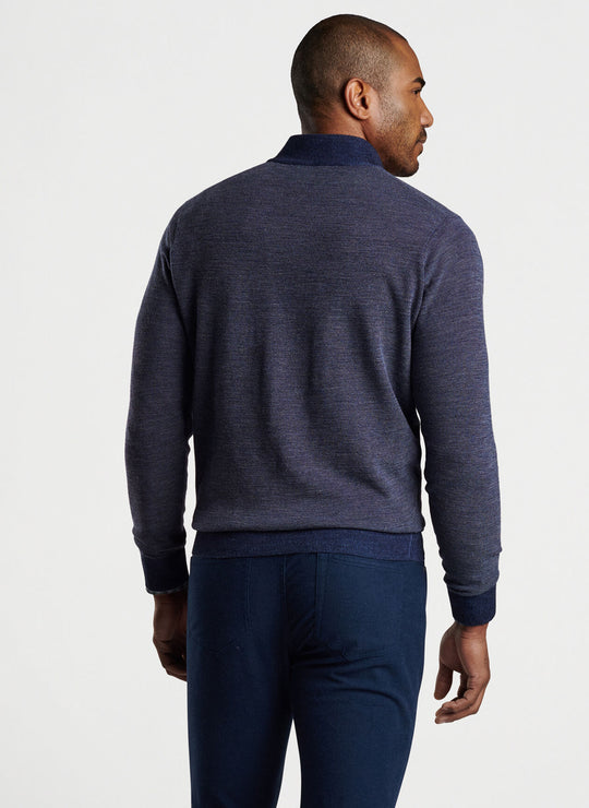 Peter Millar Breaker Birdseye Quarter-Zip In Navy