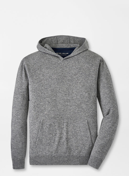 Peter Millar Conway Wool Cashmere Popover Hoodie In Gale Grey