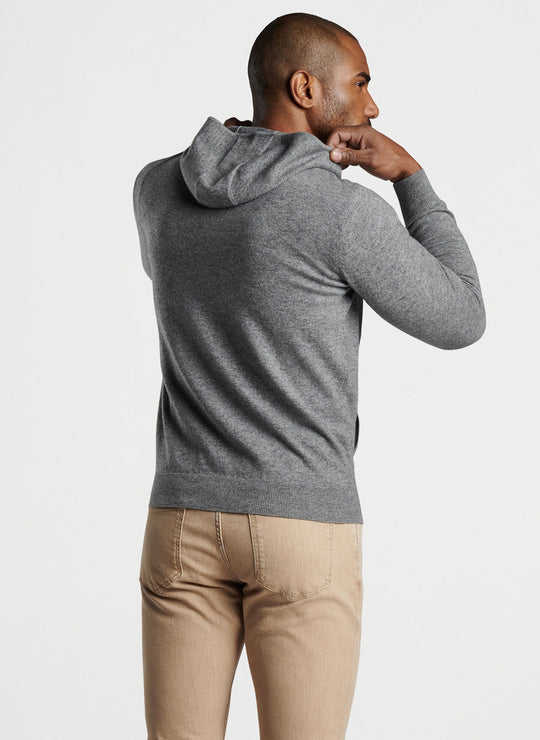 Peter Millar Conway Wool Cashmere Popover Hoodie In Gale Grey