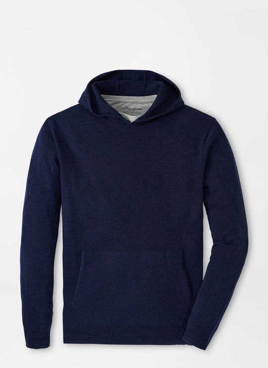 Peter Millar Conway Wool Cashmere Popover Hoodie In Navy