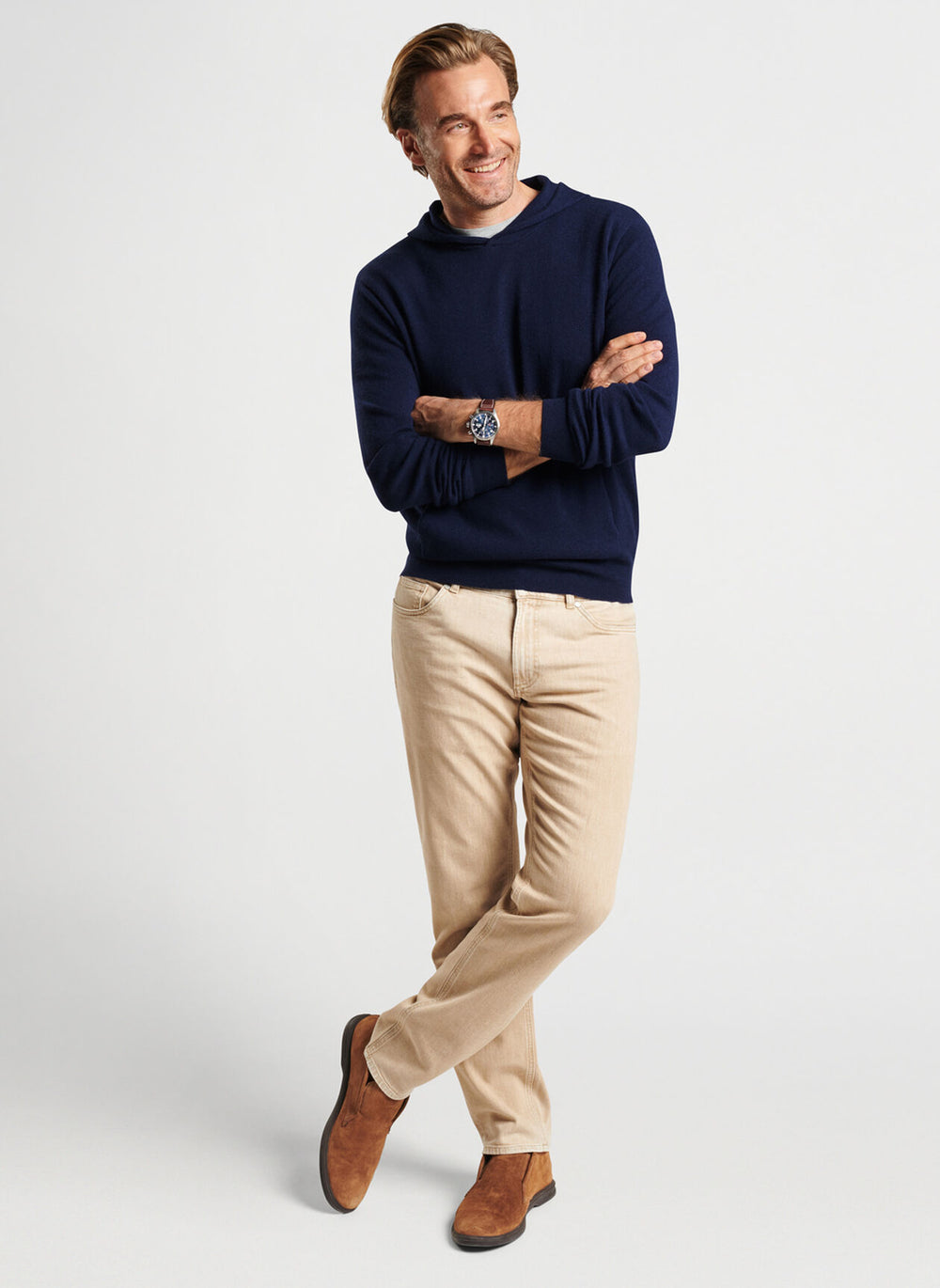 Peter Millar Conway Wool Cashmere Popover Hoodie In Navy