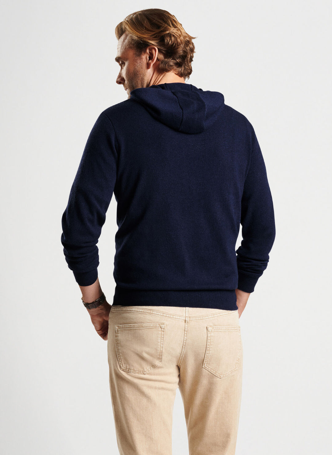 Peter Millar Conway Wool Cashmere Popover Hoodie In Navy