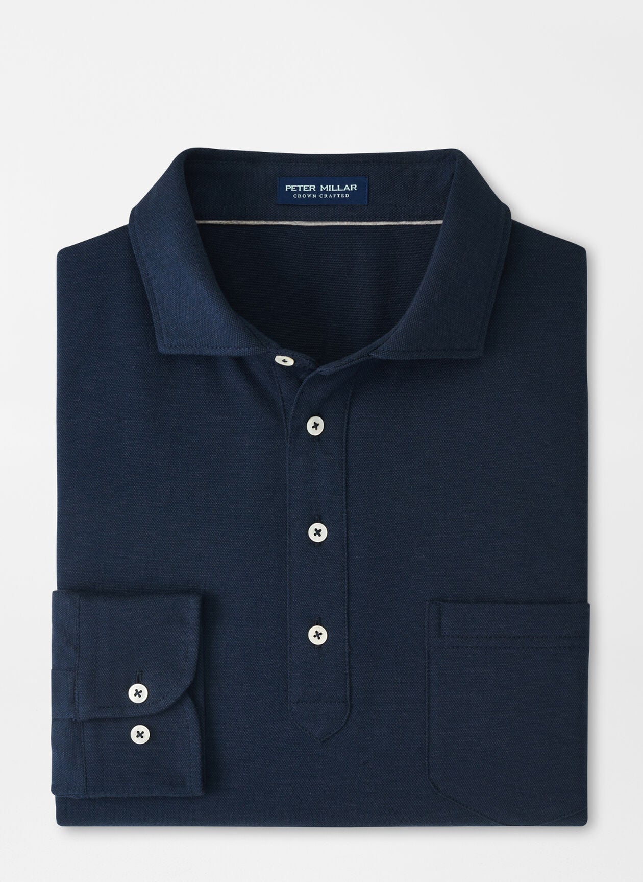 Peter Millar Amble Long-Sleeve Cotton Cashmere Polo In Navy – The