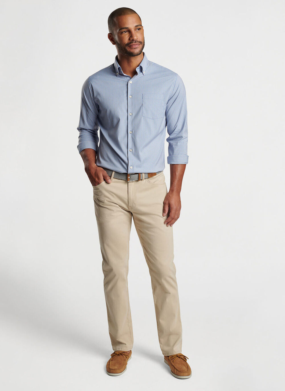 Peter Millar Signature Sateen Five-Pocket Pant In Dark Sand