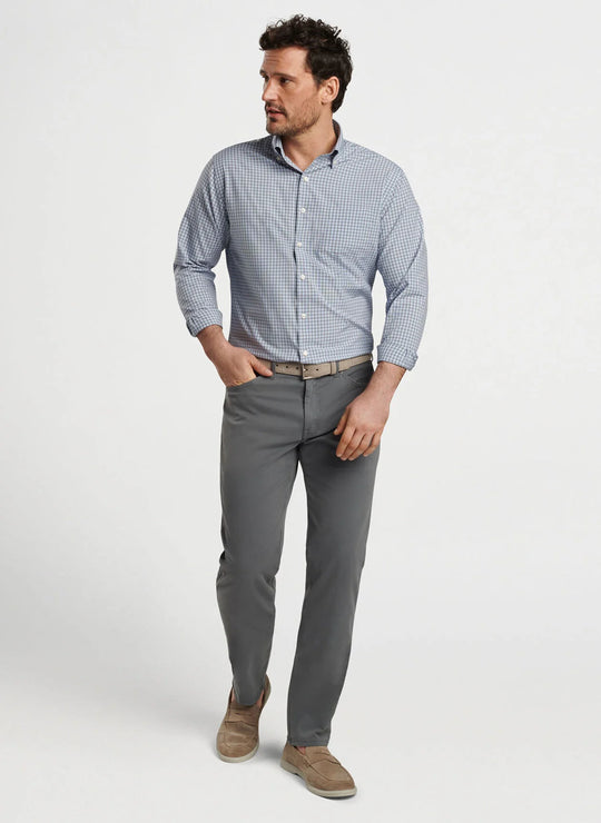 Peter Millar Signature Sateen Five-Pocket Pant in Iron