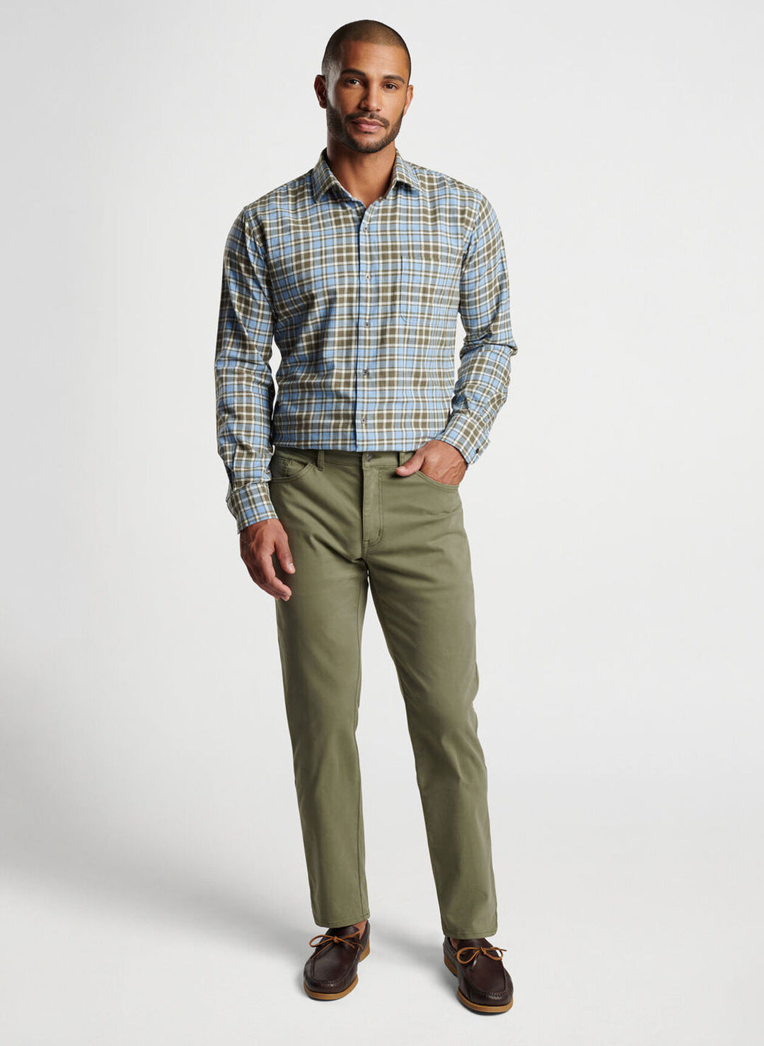 Peter Millar Signature Sateen Five-Pocket Pant In Military