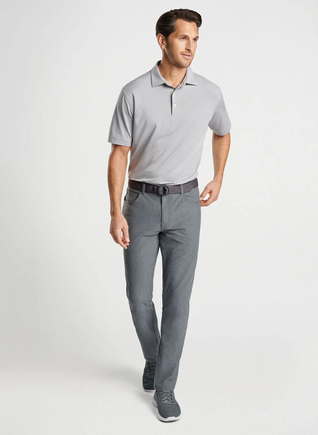 Peter Millar Brevard Performance Flannel Five-Pocket Pant In Charcoal