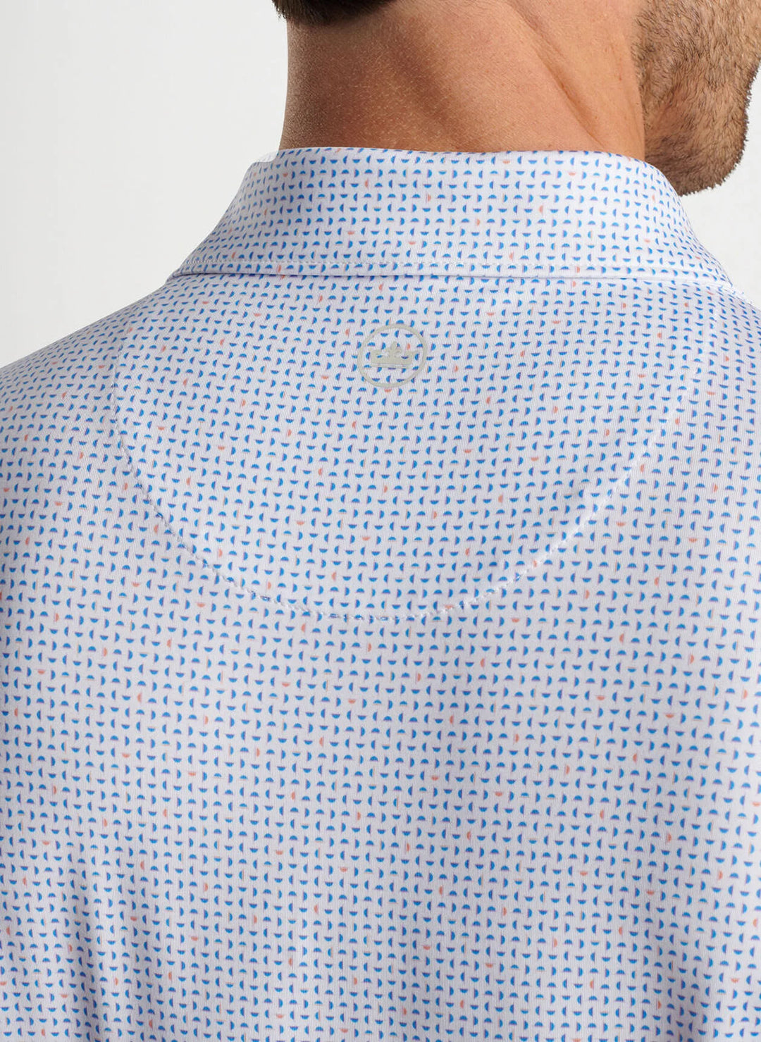 Peter Millar Daybreak Performance Jersey Polo in White/Liberty Blue