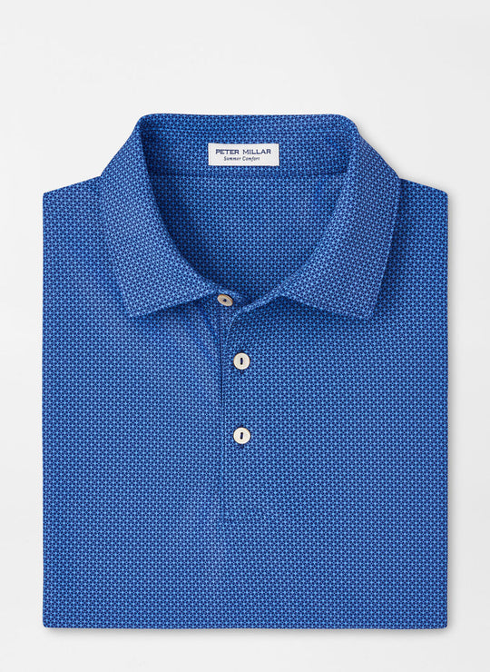 Peter Millar Cumberland Geo Performance Mesh Polo in Sport Navy