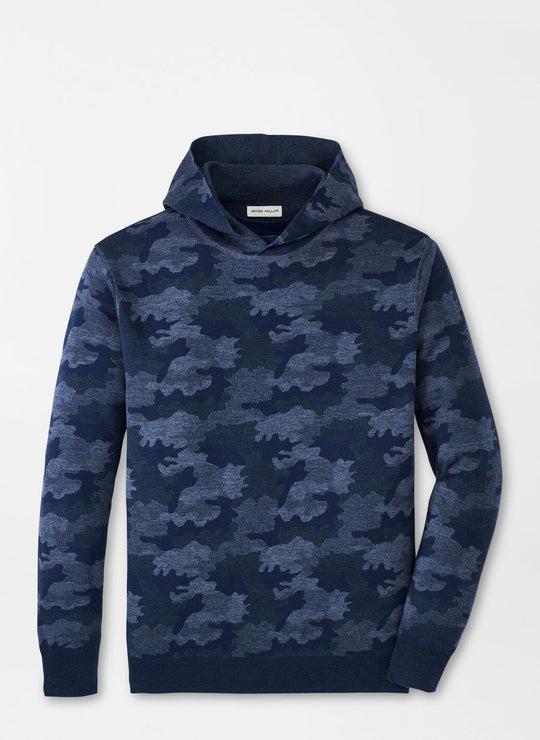 Peter Millar Reversible Camo Popover Hoodie in Navy