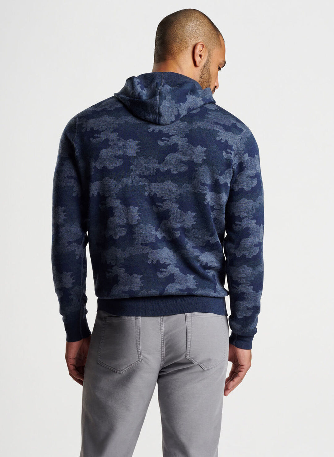 Peter Millar Reversible Camo Popover Hoodie in Navy