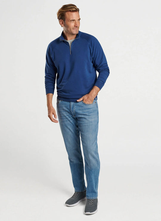 Peter Millar Lava Wash Quarter-Zip in Washed Navy