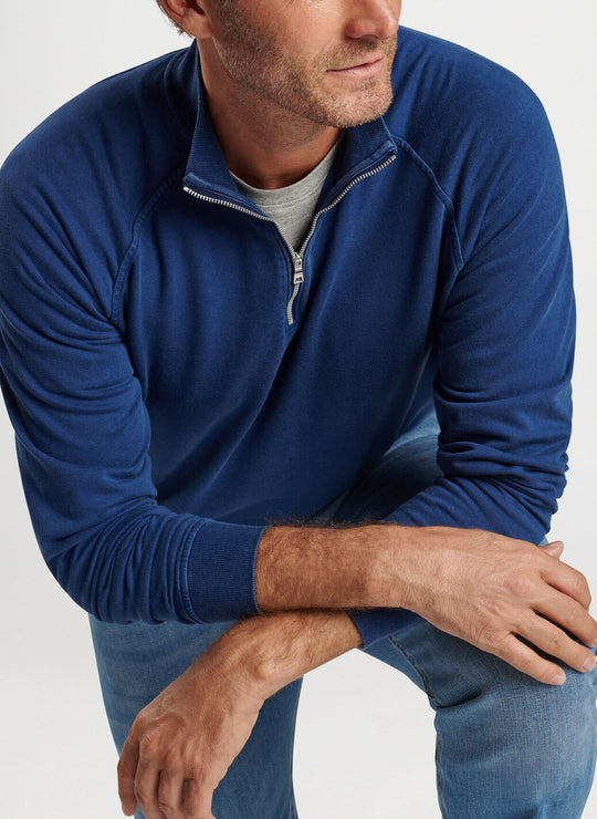 Peter Millar Lava Wash Quarter-Zip in Washed Navy