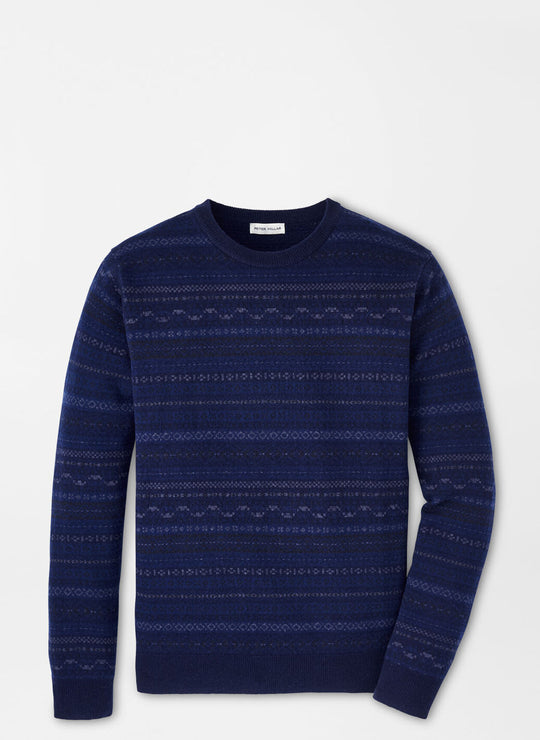 Peter Millar Midnight Fairisle Crewneck Sweater In Navy